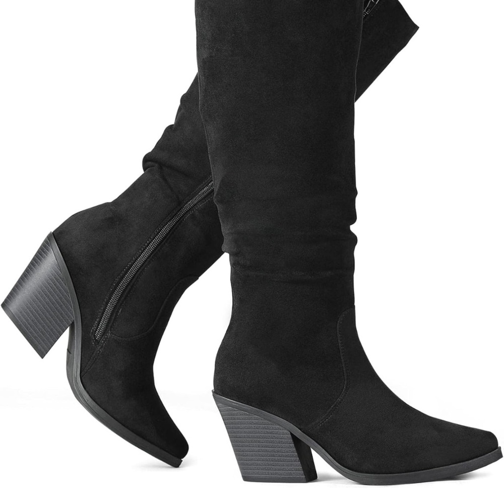 Pointed Toe Chunky Heel Boots